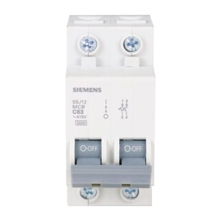 Disjuntor Bipolar 63A Curva C Siemens C63 Mini DIN 5kA ( 5SJ1 )