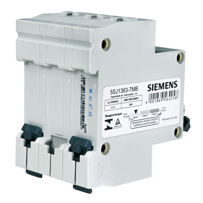 Disjuntor Tripolar 63A Curva C Siemens C63 Mini DIN 5kA - Imagem 3