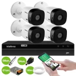 Kit 4 Câmeras Bullet HD 720p VHL 1120B Infra 20m HDCVI + DVR Gravador de Video Inteligente Intelbras MHDX 1204 4 Canais - Imagem 2