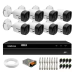 Kit 8 Câmeras Bullet VHC 1120 B HDCVI HD 720P IP66 Visão Noturna 20M Intelbras + DVR MHDX 1208 com 8 Canais Multi HD Intelbras