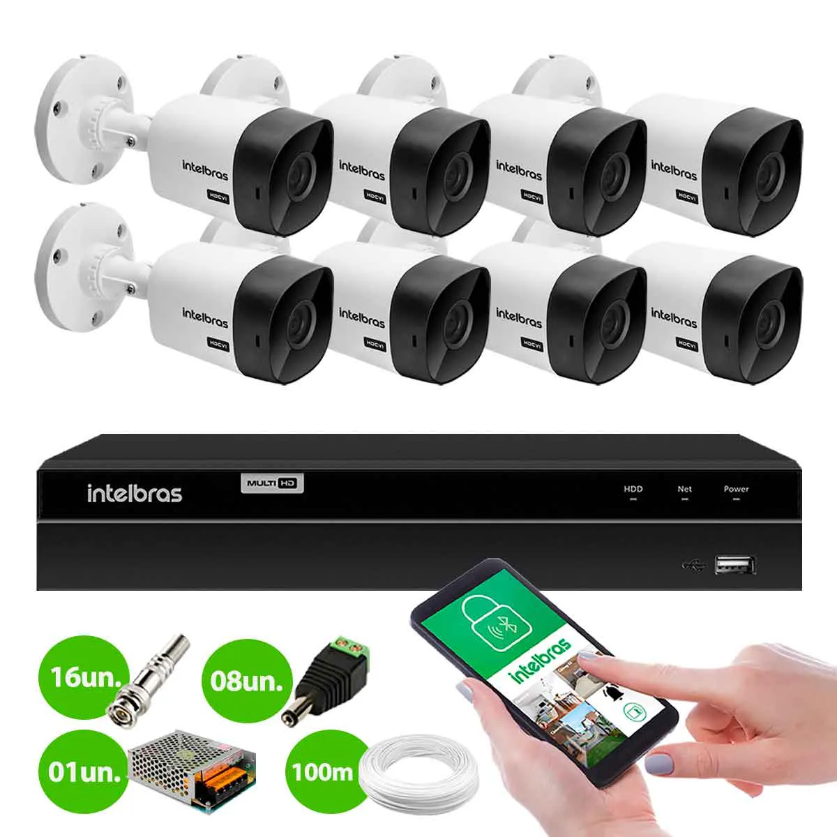 Kit 8 Câmeras Bullet VHC 1120 B HDCVI HD 720P IP66 Visão Noturna 20M Intelbras + DVR MHDX 1208 com 8 Canais Multi HD Intelbras - Imagem 5
